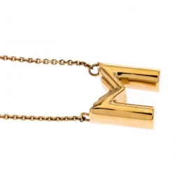 Pre Owned Louis Vuitton LV & ME Letter M Gold Tone Necklace