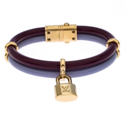 Louis Vuitton Lock'N'Roll Red Enamel Gold Tone Necklace Louis