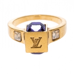Louis Vuitton Gamble Crystal Gold Tone Ring M at 1stDibs