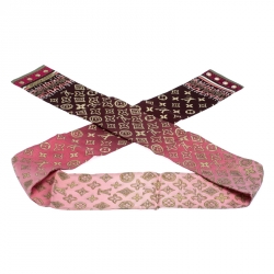 Pre Owned Louis Vuitton Pink Ombre Monogram Print Silk Bandeau Scarf