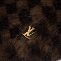 مملوكة مسبقًا Louis Vuitton Brown Damier Mink Fur Collar
