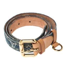 مملوكة مسبقًا Louis Vuitton Blue Monogram Denim Belt 90CM