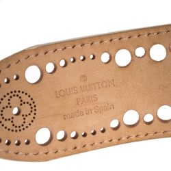 مملوكة مسبقًا Louis Vuitton Ivory White Perforated Monogram Leather Mahina Belt 85CM