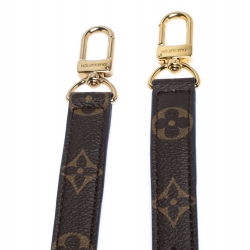 Pre Owned Louis Vuitton Brown/Black Monogram Canvas and Patent Leather Shoulder Strap