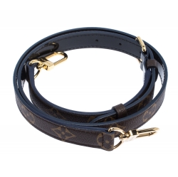 Pre Owned Louis Vuitton Brown/Black Monogram Canvas and Patent Leather Shoulder Strap