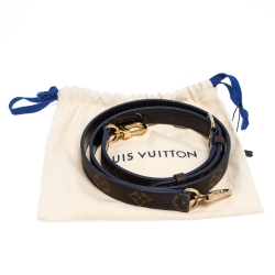 Pre Owned Louis Vuitton Brown/Black Monogram Canvas and Patent Leather Shoulder Strap