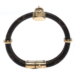 Pre Owned Louis Vuitton Keep It Twice Monogram Canvas Padlock Charm Bracelet 