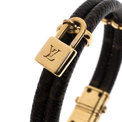 Pre Owned Louis Vuitton Keep It Twice Monogram Canvas Padlock Charm Bracelet 