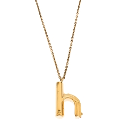 مملوكة مسبقًا Louis Vuitton LV & Me Letter H Gold Tone Pendant Necklace