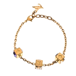 مملوكة مسبقًا Louis Vuitton Gamble Crystal Gold Tone Bracelet