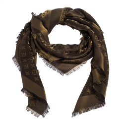 Buy Pre-owned & Brand new Luxury Louis Vuitton Monogram Shine Brown And Gold  Scarf Online