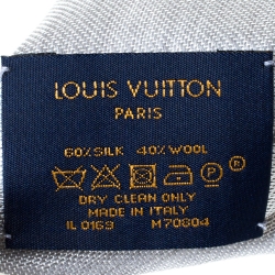 Pre Owned Louis Vuitton Pearl Grey Monogram Denim Shawl