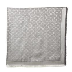 Pre Owned Louis Vuitton Pearl Grey Monogram Denim Shawl