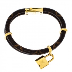 Pre Owned Louis Vuitton Keep It Twice Monogram Canvas Padlock Charm Bracelet