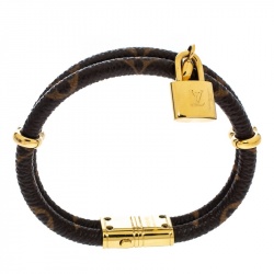 Pre Owned Louis Vuitton Keep It Twice Monogram Canvas Padlock Charm Bracelet