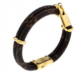 Pre Owned Louis Vuitton Keep It Twice Monogram Canvas Padlock Charm Bracelet