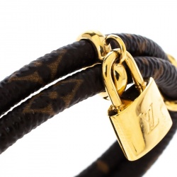 Pre Owned Louis Vuitton Keep It Twice Monogram Canvas Padlock Charm Bracelet