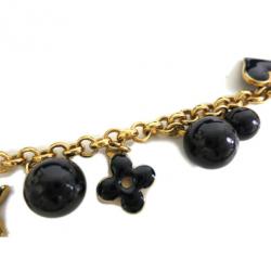 Pre Owned Louis Vuitton Golden Metal and Navy Pendant Necklace