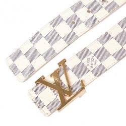 Pre Owned Louis Vuitton Damier Azure Initials Belt 90 CM