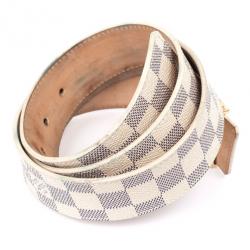 Pre Owned Louis Vuitton Damier Azure Initials Belt 90 CM