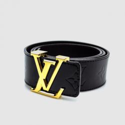 Louis Vuitton Black Facettes Monogram Vernis Belt 108 CM