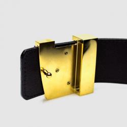 Pre Owned Louis Vuitton Black Facettes Monogram Vernis Belt 108 CM
