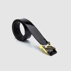 Pre Owned Louis Vuitton Black Facettes Monogram Vernis Belt 108 CM