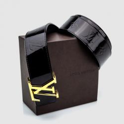 Pre Owned Louis Vuitton Black Facettes Monogram Vernis Belt 108 CM