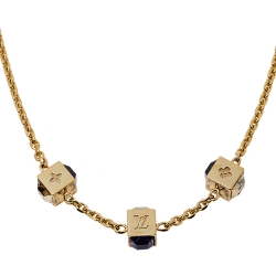 LOUIS VUITTON GAMBLE 3 TIER NECKLACE GOLD CRYSTAL, Luxury