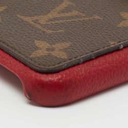 Pre Owned Louis Vuitton Red Leather and Monogram Canvas iPhone 11Pro Bumper Case