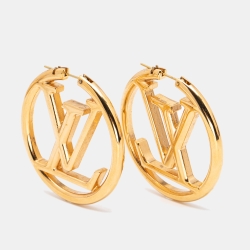 Louis Vuitton Gold Tone Louise Hoop Earrings