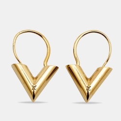 Louis Vuitton Essential V Gold Tone Earrings