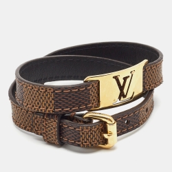 Pre Owned Louis Vuitton Sign It Canvas Gold Tone Bracelet