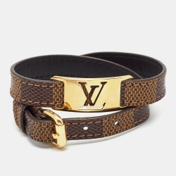 Pre Owned Louis Vuitton Sign It Canvas Gold Tone Bracelet