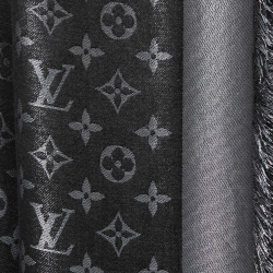 Pre Owned Louis Vuitton Black Monogram Silk & Wool Shine Shawl