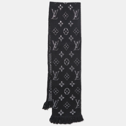 Louis Vuitton Black Wool/Silk Logomania Shine Patches Scarf