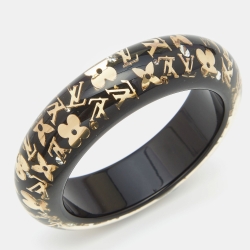 Pre Owned Louis Vuitton Black Logo Monogram Resin Uncle John Bangle