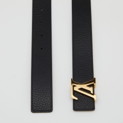 Pre Owned Louis Vuitton Black/Brown Taurillon Leather LV Initiales Reversible Belt 90CM
