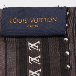 مملوكة مسبقًا Louis Vuitton Brown Logo Printed Silk Bandeau Scarf