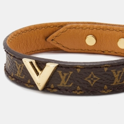Louis Vuitton Monogram Canvas Essential V Gold Tone Bracelet