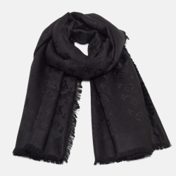 Louis Vuitton Black Monogram Wool & Silk Scarf