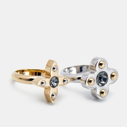 Pre Owned Louis Vuitton Love Letter Timeless Two Tone Ring Set Size 53