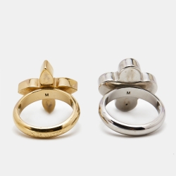 Pre Owned Louis Vuitton Love Letter Timeless Two Tone Ring Set Size 53