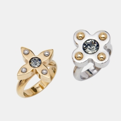 Pre Owned Louis Vuitton Love Letter Timeless Two Tone Ring Set Size 53