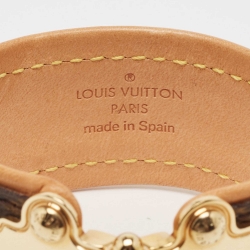 Pre Owned Louis Vuitton Save It Brown Canvas Leather Gold Tone Bracelet