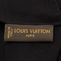 Pre Owned Louis Vuitton Black Monogram Lurex Sheer Thread Silk Scarf