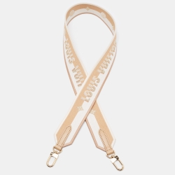 Pre Owned Louis Vuitton Beige/White Logo Jacquard Canvas Shoulder Bag Strap