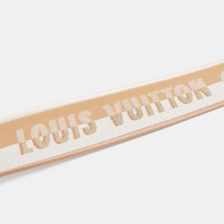 Pre Owned Louis Vuitton Beige/White Logo Jacquard Canvas Shoulder Bag Strap