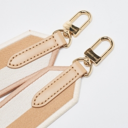 Pre Owned Louis Vuitton Beige/White Logo Jacquard Canvas Shoulder Bag Strap