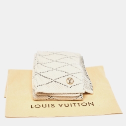 Pre Owned Louis Vuitton Cream Patterned Wool & Cashmere Écharp Martage Muffler